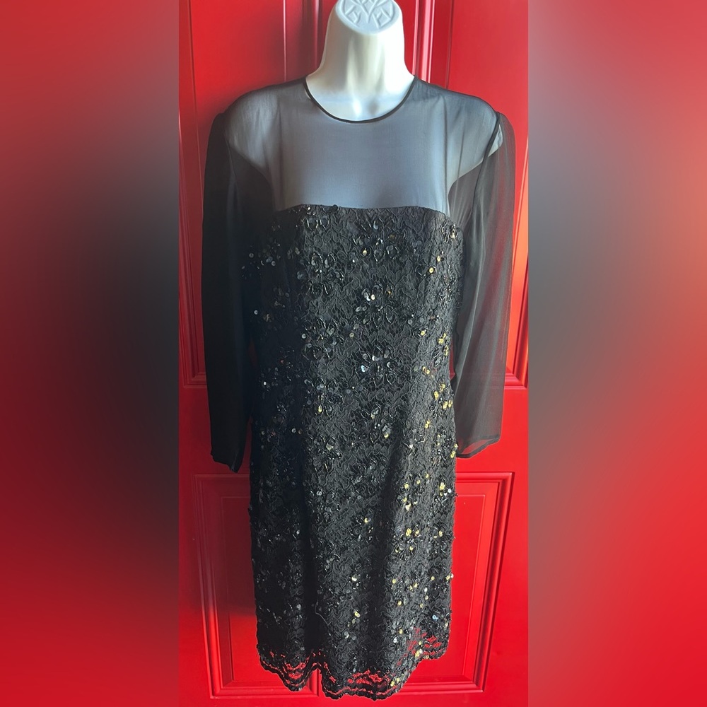 Vintage Vie by Victoria Royal Black Sequin Beaded Dress